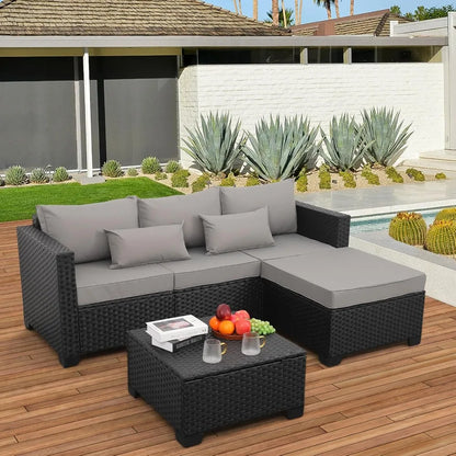 3 Piece Outdoor Sectional Couch with Storage Coffee Table