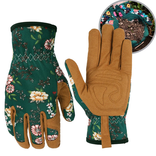 Garden Gloves Breathable Leather with Grip Thorn-Proof