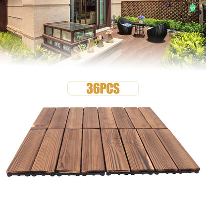 36 Pack Hardwood Patio Deck Flooring Tile 12" × 12"