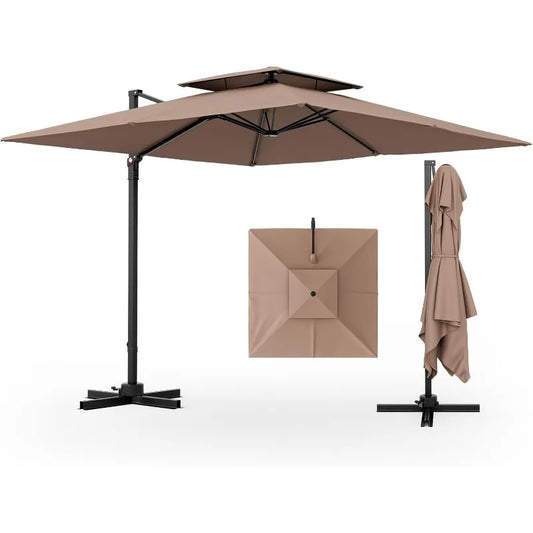 9.5' Cantilever Patio Umbrella, Outdoor Square Offset Umbrella