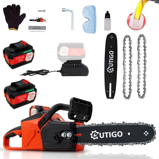 1000W Brushless Chainsaw 12-Inch with 2×21V Batteries