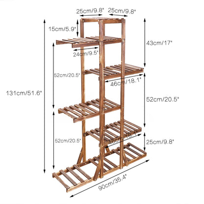 6 Tier Wooden Plant Stand Carbonized